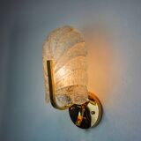 "Leaf" wall lamp by Lyfa, frosted Murano glass, Germany, 1970