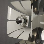 Impressive Space Age chandelier with 5 lights, chrome metal, Italy 1970s.