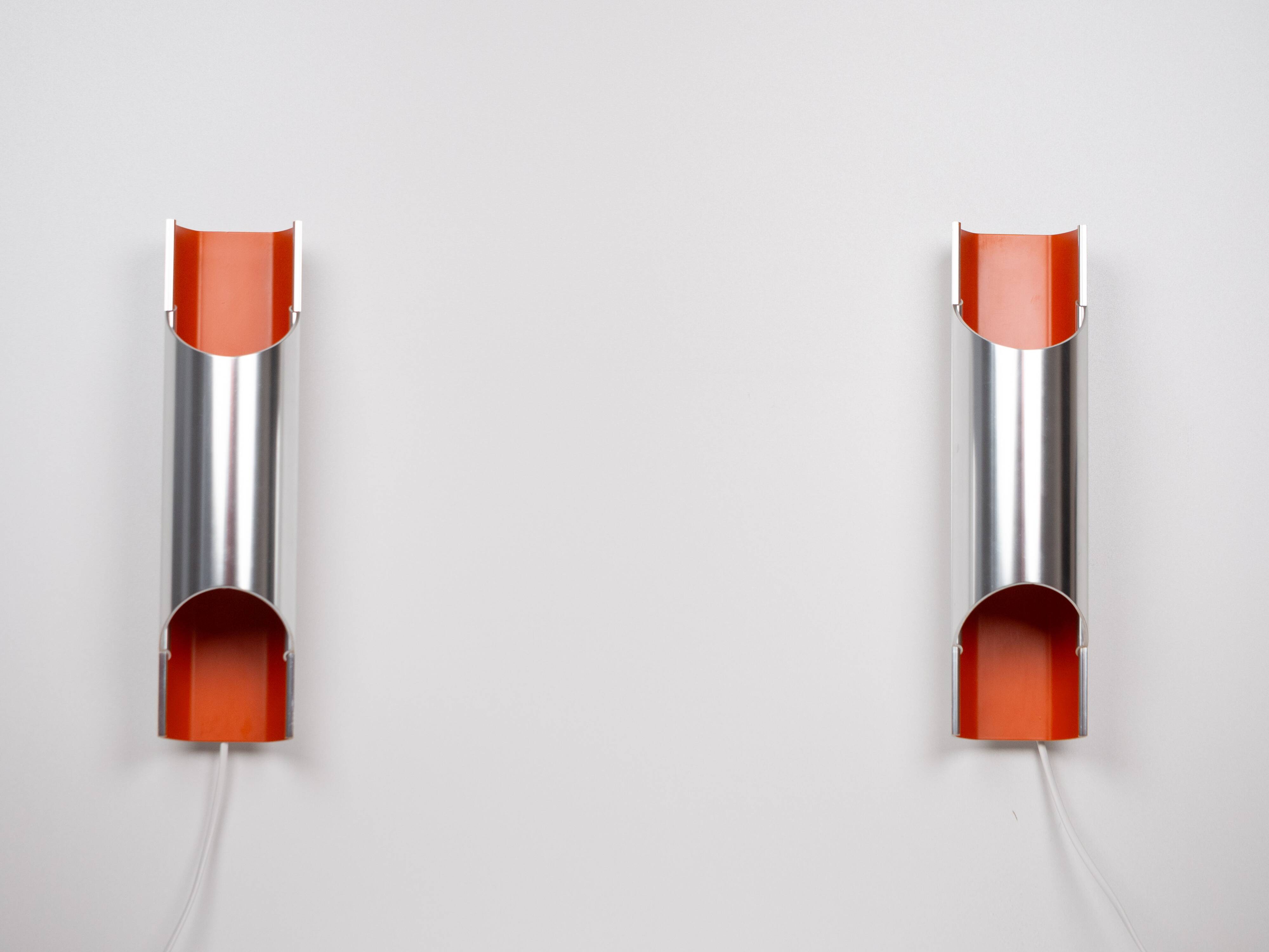 Pair of Danish vintage wall lamps Pandean by Bent Karlby, Lyfa, 1960s