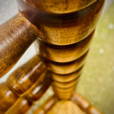 Brutalist chairs mulched in turned wood from the 60s