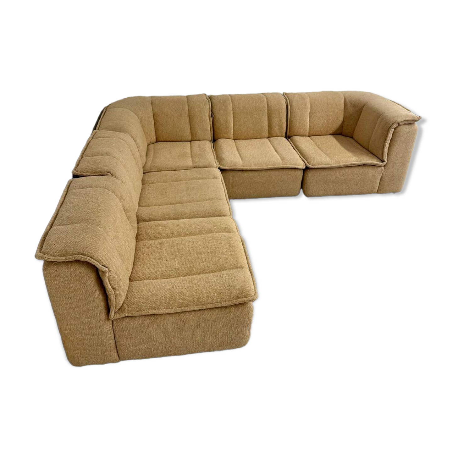Modular sofa in beige fabric, 70s, 5 elements