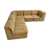 Canapé modulable en tissu beige, années 70, 5 éléments