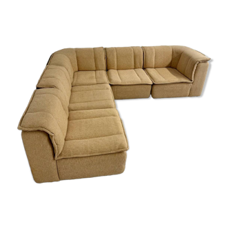Canapé modulable en tissu beige, années 70, 5 éléments