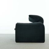 Maralunga 2seater sofa in dark grey striped fabrics by Vico Magistretti for Cassina