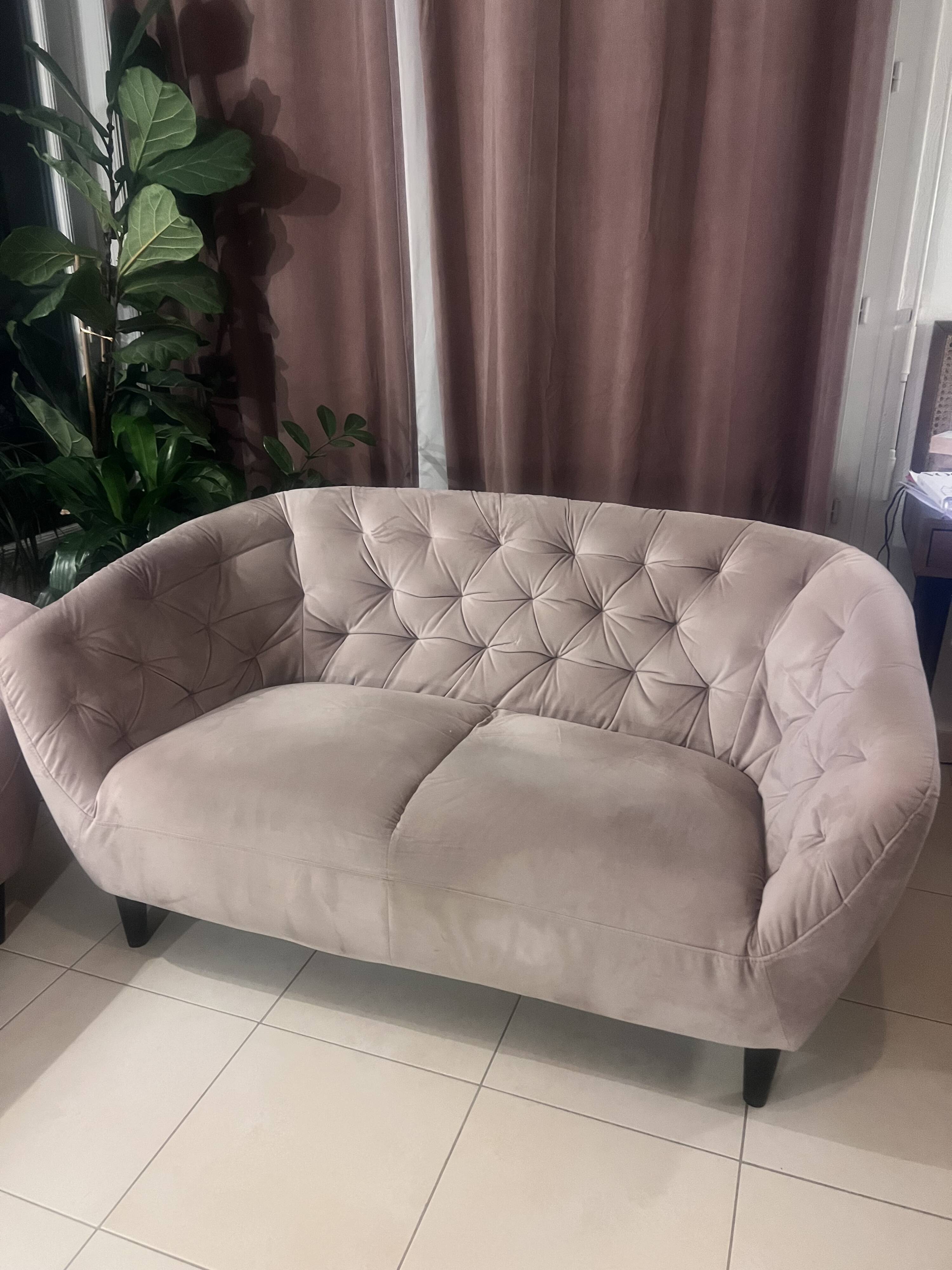 Vintage rose purple velvet sofa