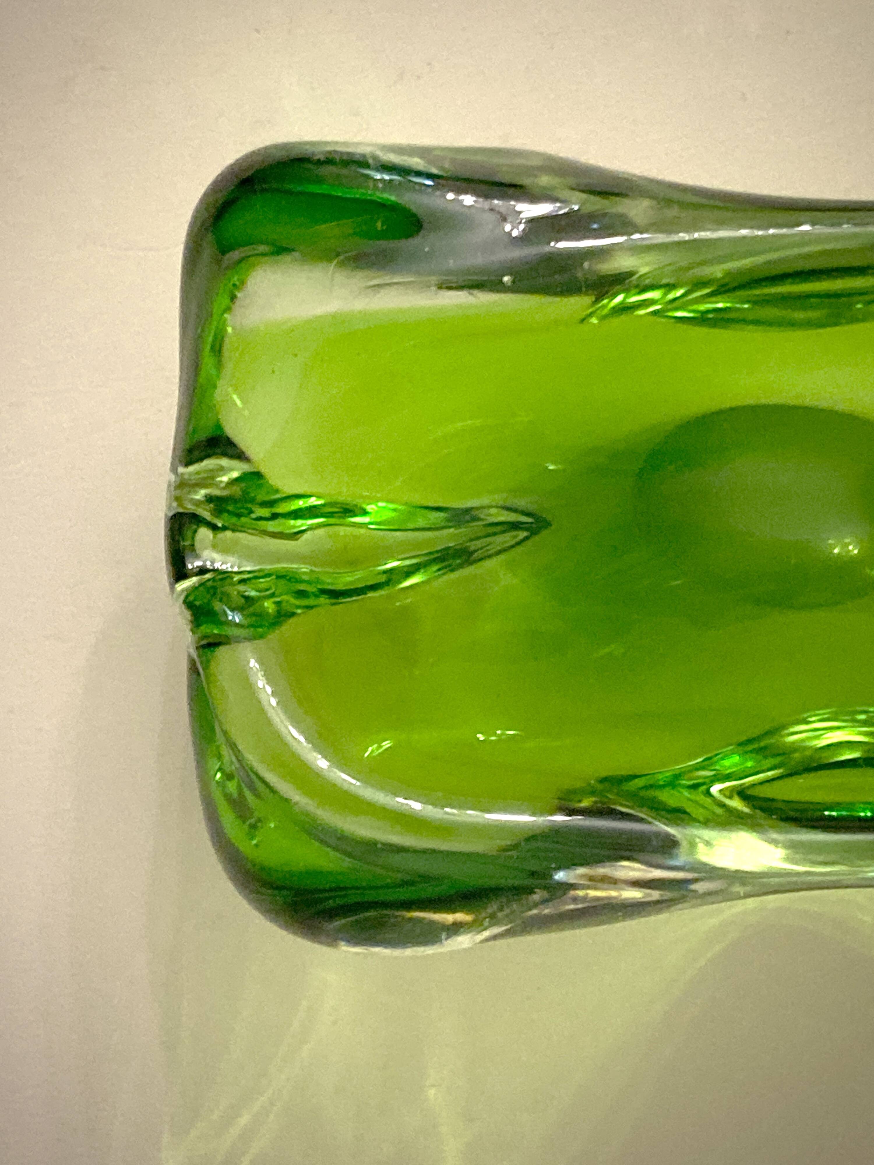 Murano iridescent green pocket tray