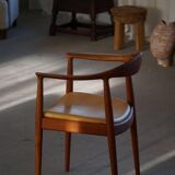 Hans J. Wegner, Teak and leather armchair, model "The Chair" JH501, 1950s