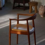 Hans J. Wegner, Teak and leather armchair, model "The Chair" JH501, 1950s