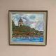 Original Swedish Oil on Panel – “Red Cottages near the Lake” by Unknown Artist 1948 – Vintage & Framed – 63 × 57 cm (24.8" × 22.4")
