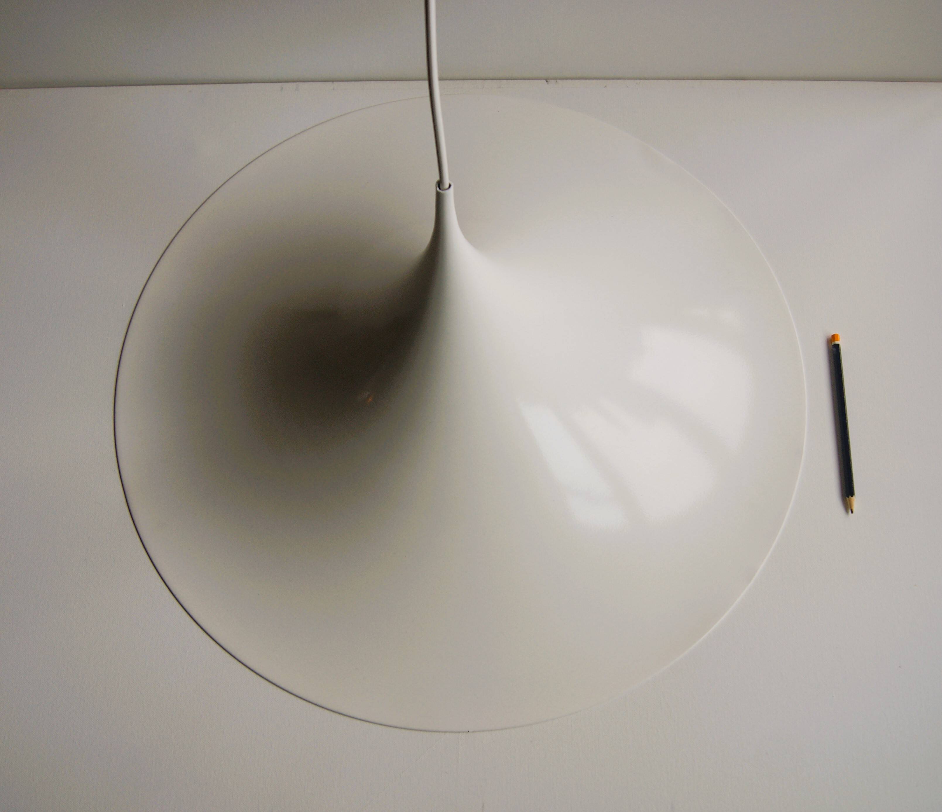 Large White Witch Hat Semi Pendant - Design by Bonderup and Thorup for Fog and Morup, 1960s.