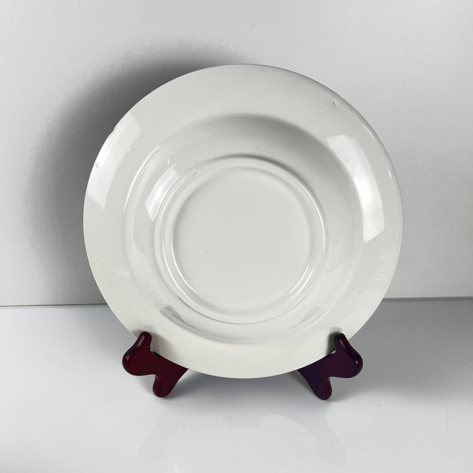 Set of 6 blue earthenware soup plates, floral and bird decoration, early