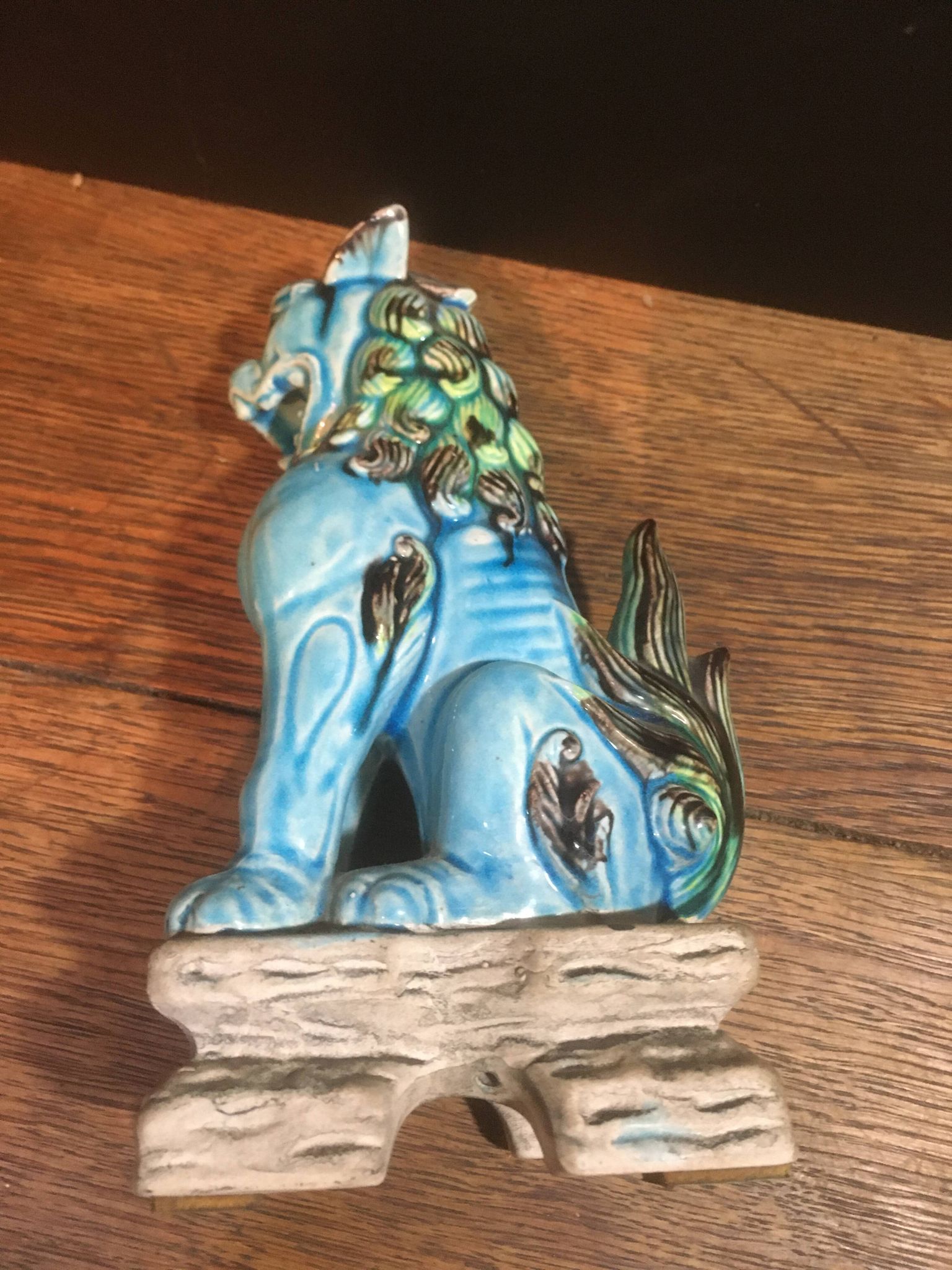 Chien de Foo Japon en céramique bleu