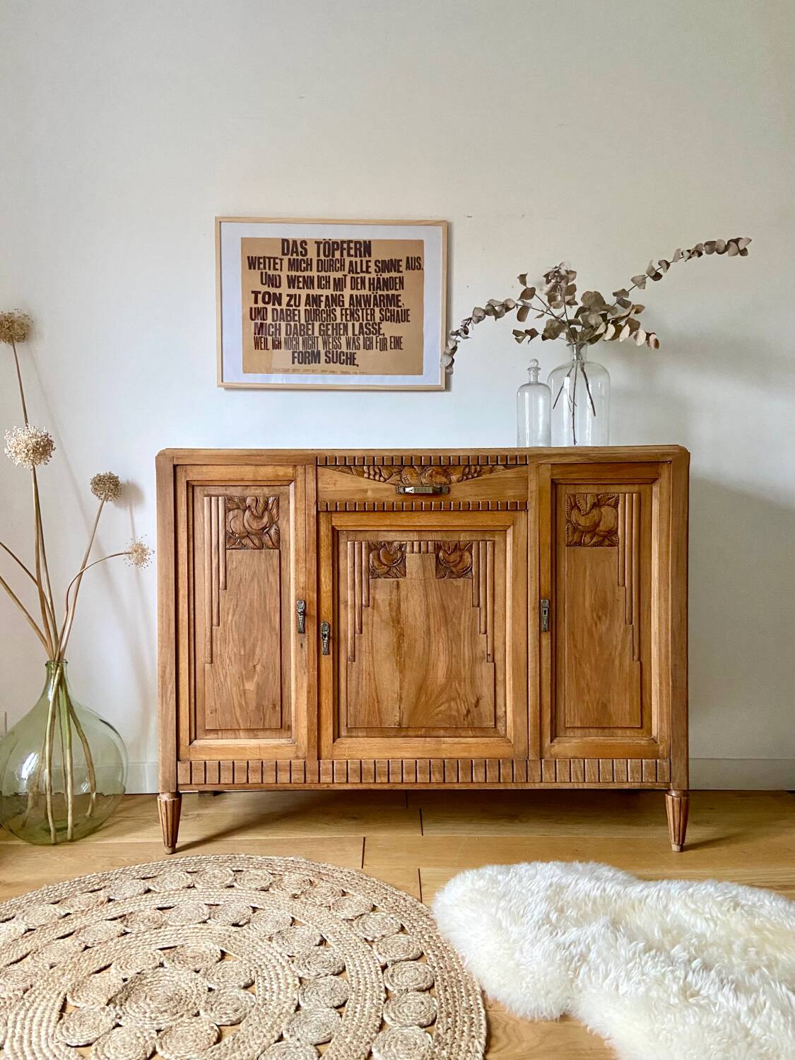 Art Deco sideboard in solid walnut