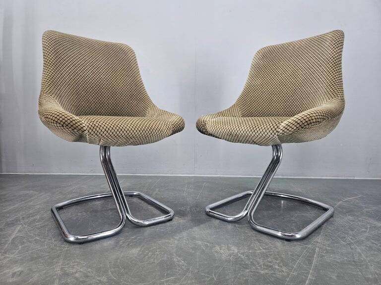 Very Rare Pair of Chairs in the Style of Boris Tabacoff, France, 1970s