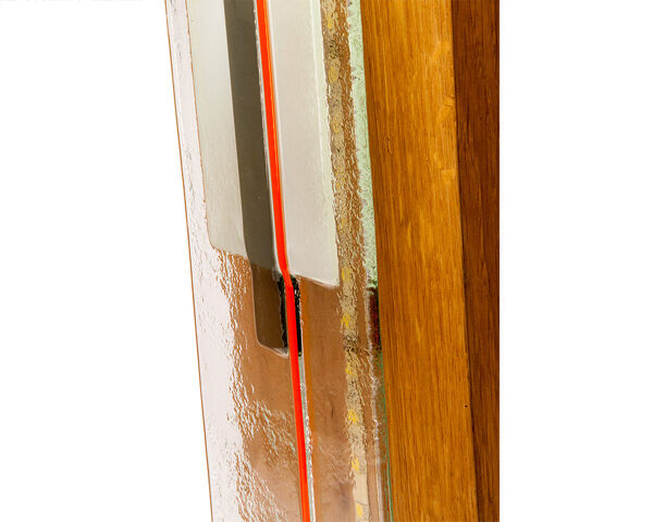 Lampe de bureau en verre et bois par William Olivier