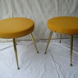 Pair of four-foot stools in vintage red moumoute