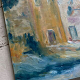 Contemporary painting colorful village