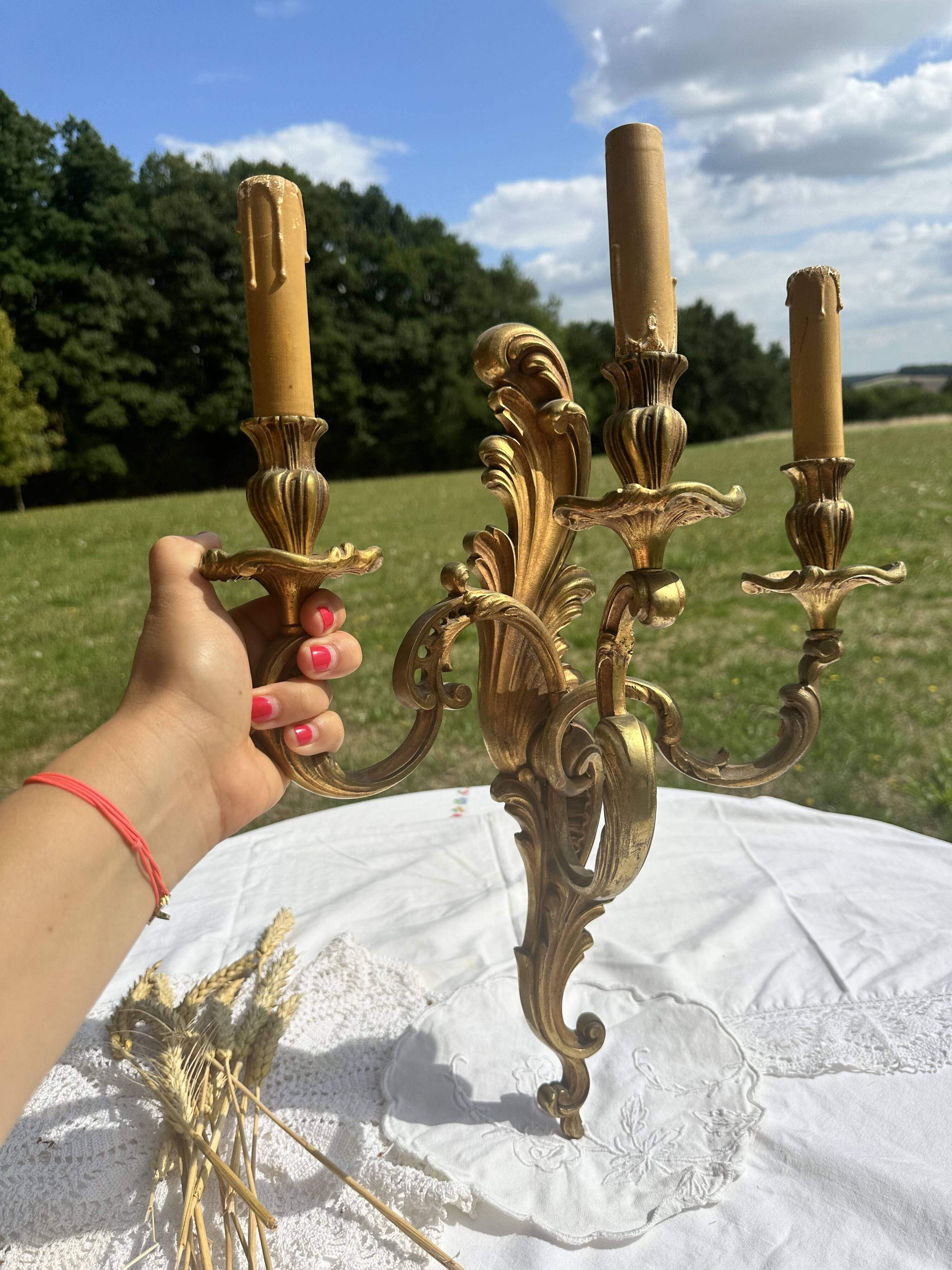 Magnificent 19th Century Louis XV Style Gilt Bronze Wall Candle Holder