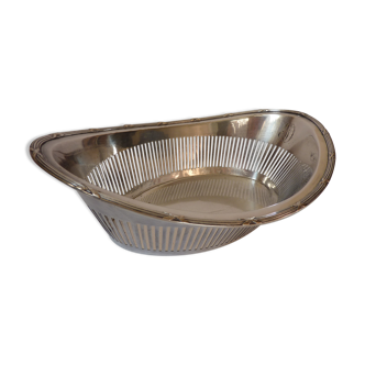 FD monogram silver metal bread basket