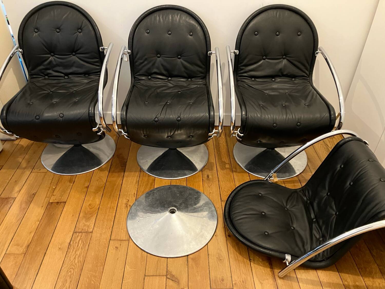 Set of 4 Verner Panton chairs, System 1-2-3 for Fritz Hansen.