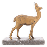 Art Deco gilded doe sculpture on marble base