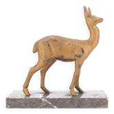 Art Deco gilded doe sculpture on marble base