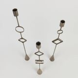 Set of three 1970s design candlesticks