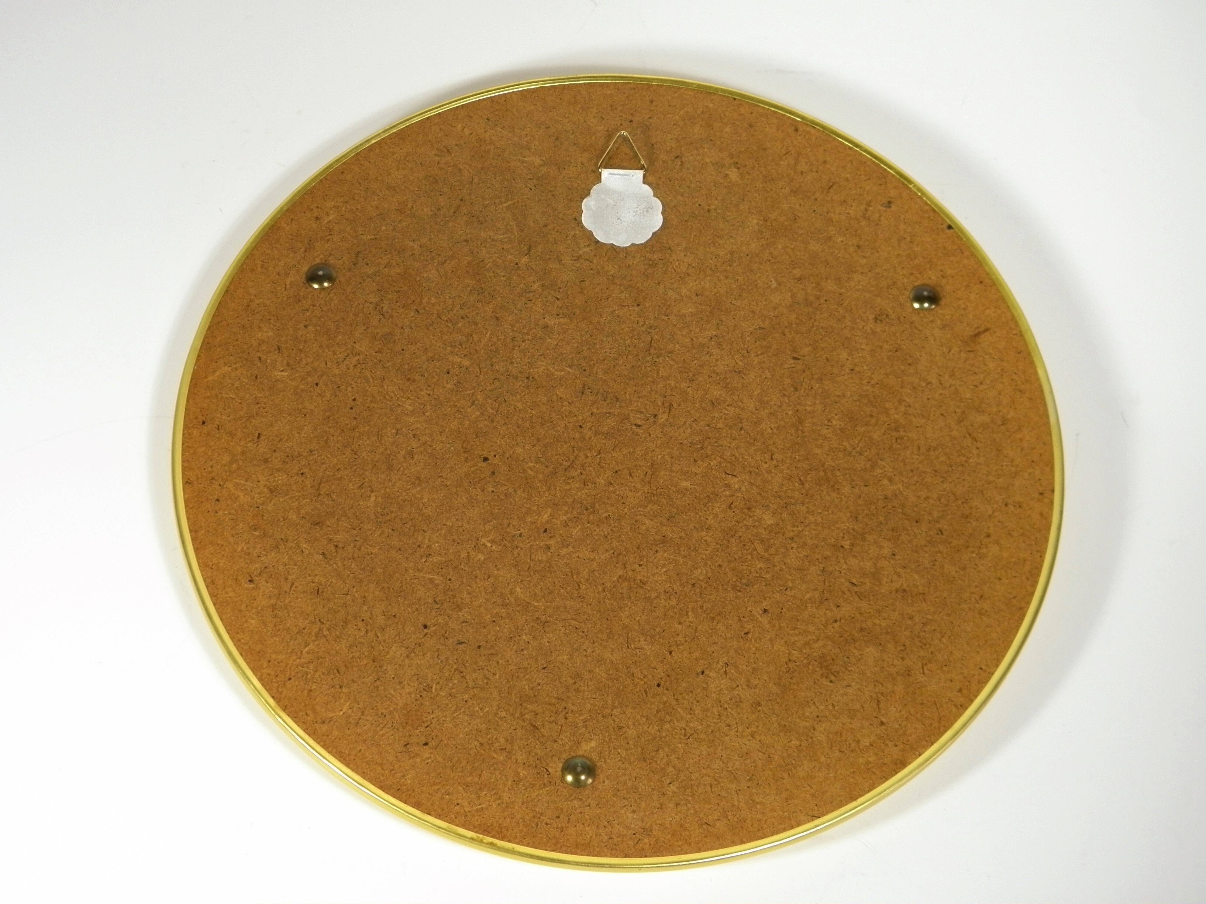 Round gold metal mirror 31 cm