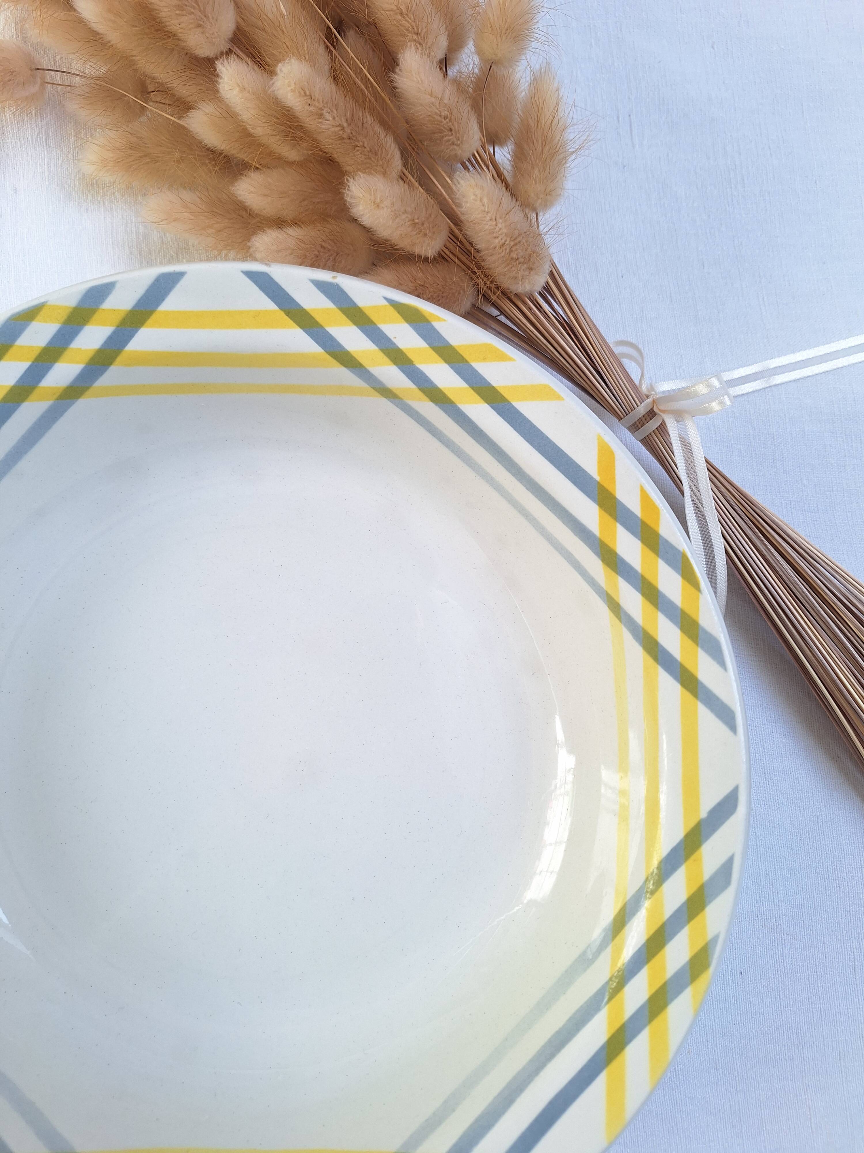 Plat creux Moulin des Loups jaune et gris