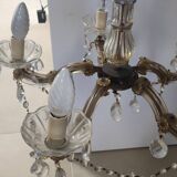 Brass chandelier with 5 branches and pendants