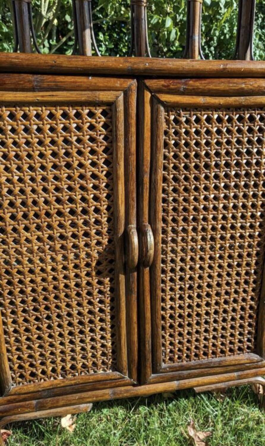 Vintage rattan bookcase shelf