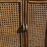Vintage rattan bookcase shelf