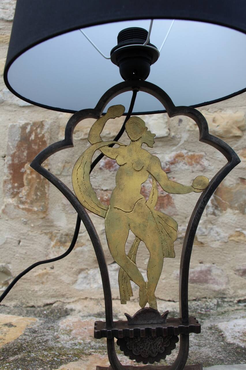 Lamp by edgar brandt in art deco wrought iron