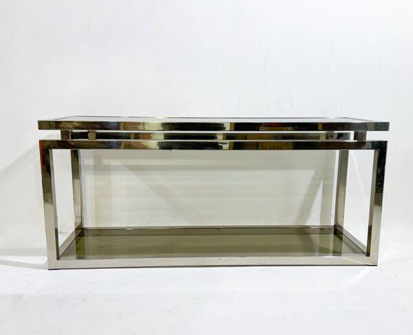 Console chromée moderne du milieu du siècle, 1970