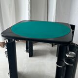Square table mutlifunction Italian design, signed reversible board for the game, bar legs