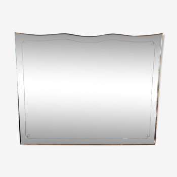 Screen-printed mirror with brass frame Italia Anni '50