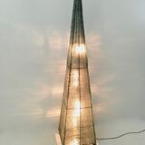 Vintage pyramid floor lamp with green glass beads , italy 1980s