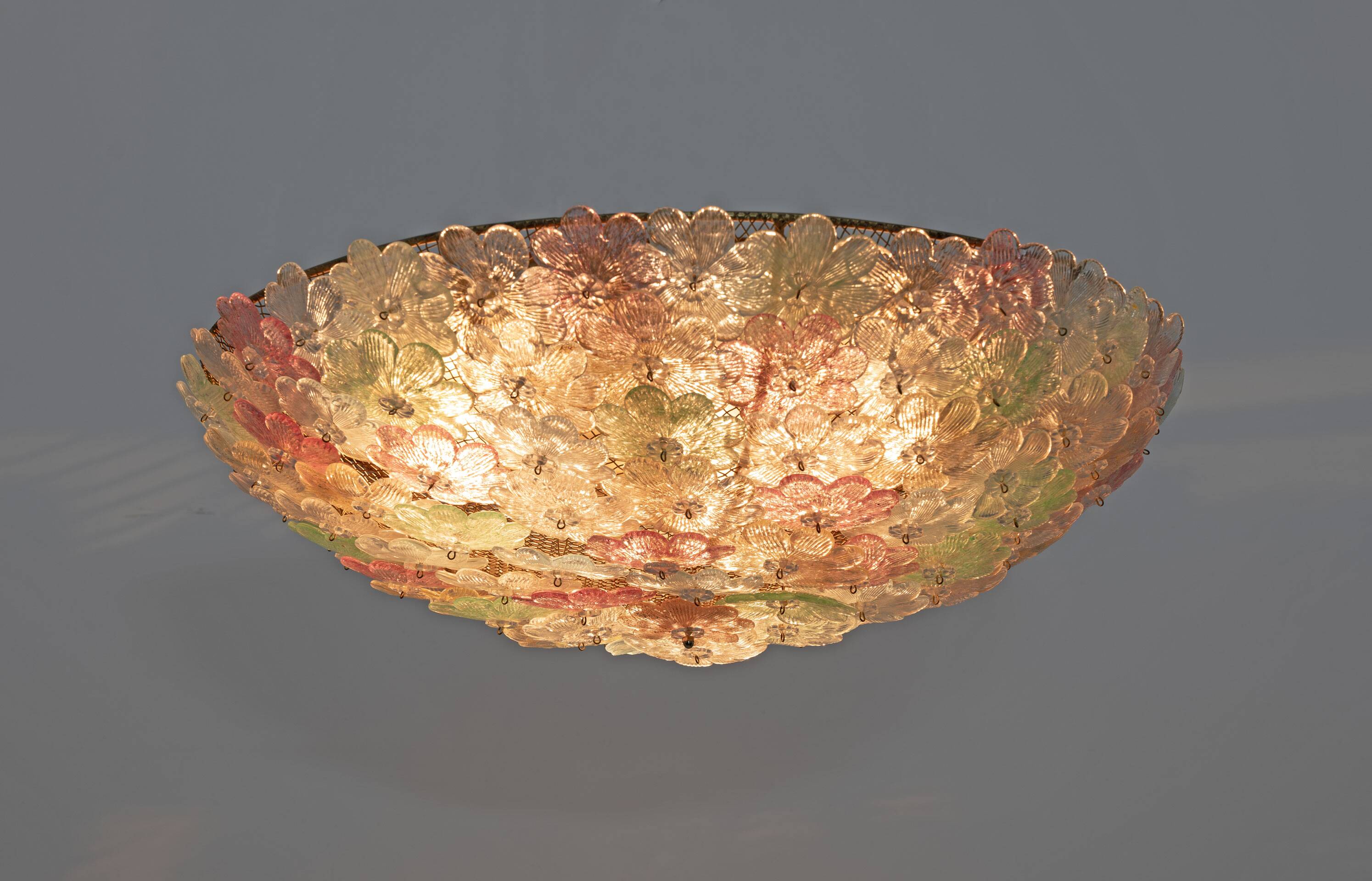 Attribué à Barovier & Toso, plafonnier en verre de Murano de style moderne du milieu du siècle