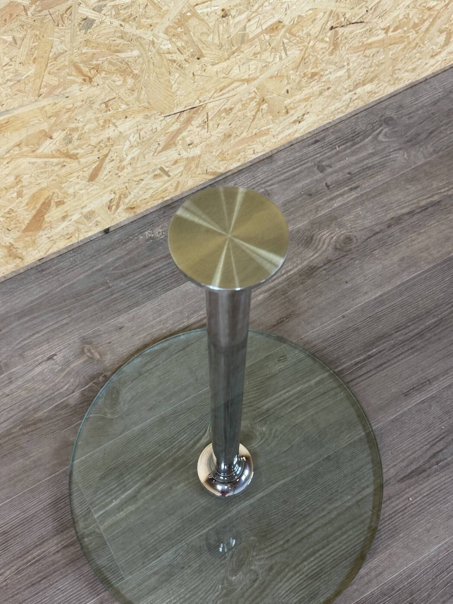1970s 1980s Coffee Table Side Table in Chrome and Glass Space Age Design