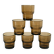 Set of 6 smoked glass water glasses, Design, 1970