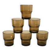 Lot de 6 verres à eau en verre fumé, Design, 1970