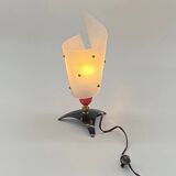 Vintage red plastic bedside / table lamp