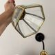 Pair of vintage glass and brass sconces electrified to nine