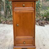 Solid wood bedside table with drawers and door