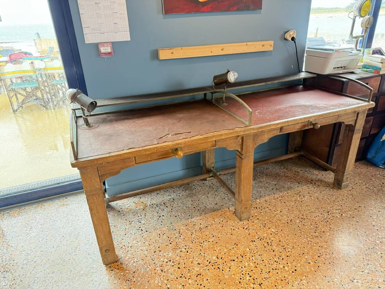 Old french bank table early 20th century trade furniture table