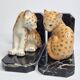 Pair of Lomonosov marble and porcelain bookends