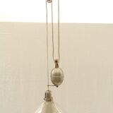 Pendant lamp rise and drop in transparent cut glass