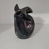Signed enameled vase with asymmetrical free form