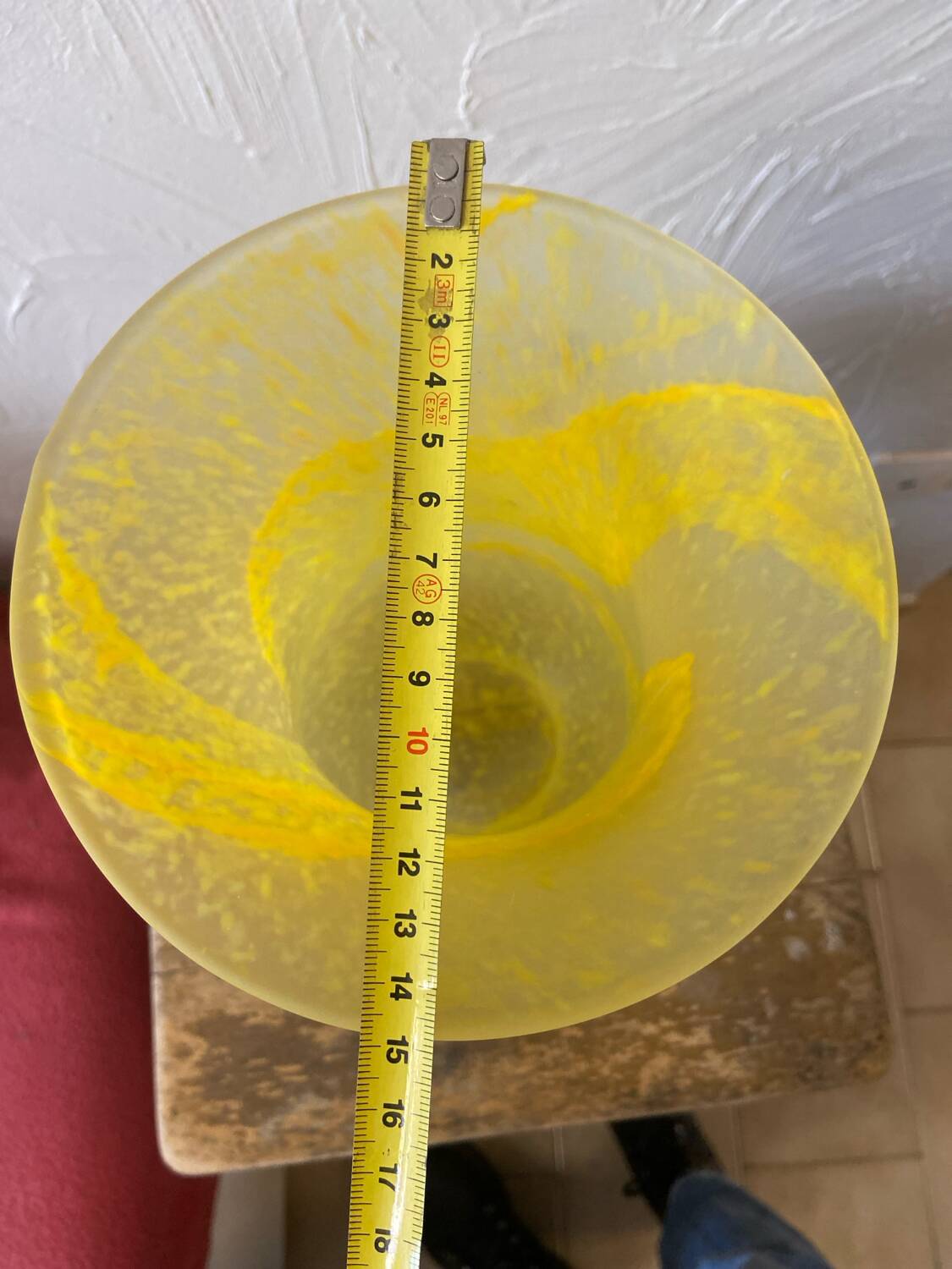 Yellow marbled glass paste vase – Art Nouveau style