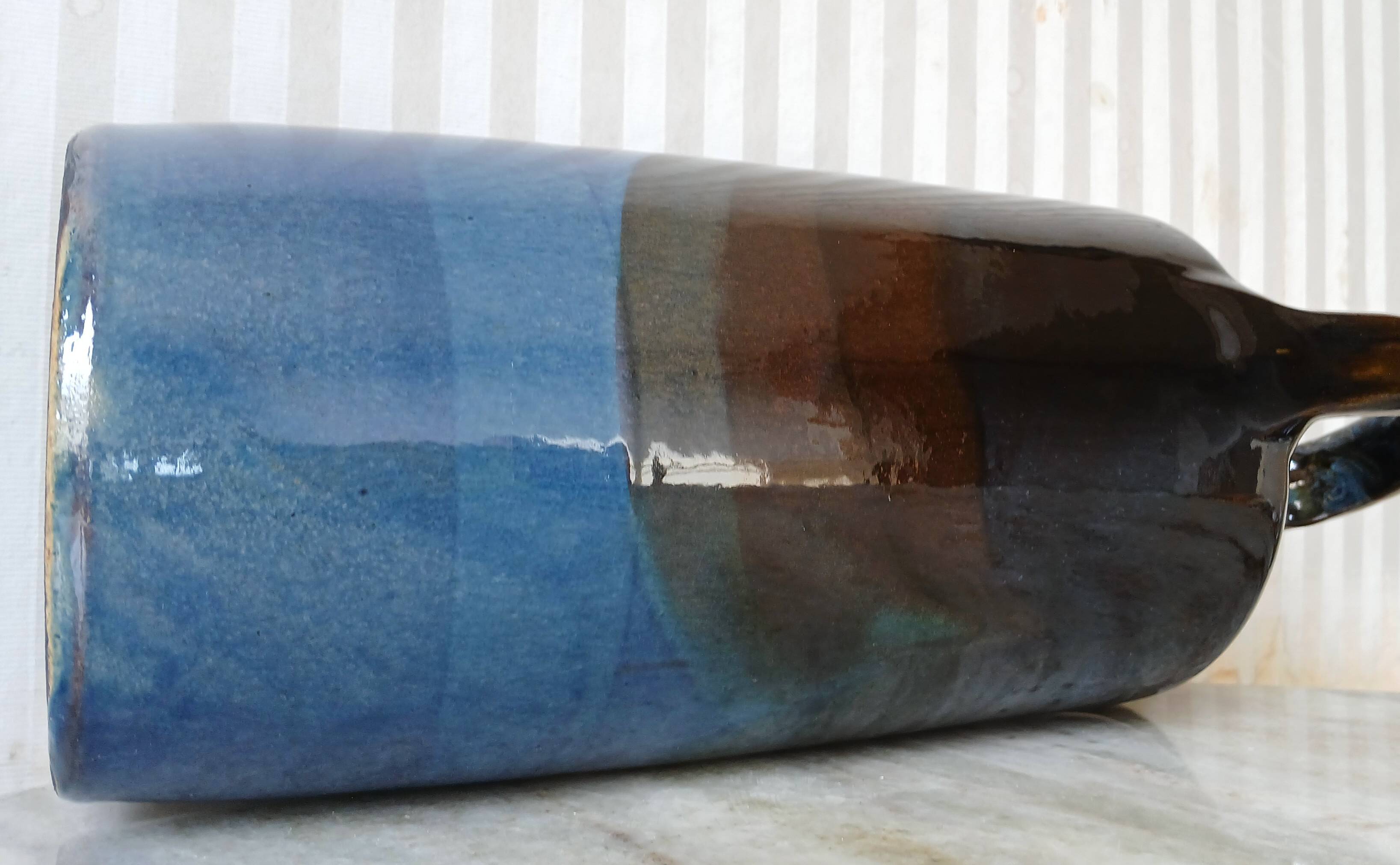 Puisaye stoneware shaped piece signed, XL pitcher